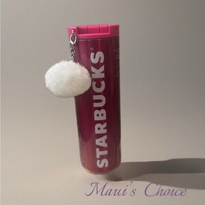 Starbucks Magenta Tumbler with White Pom Charm
